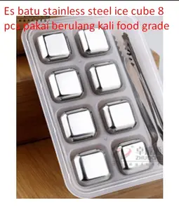 Es batu stainless steel ice cube 8 pcs pakai berulang kali food grade