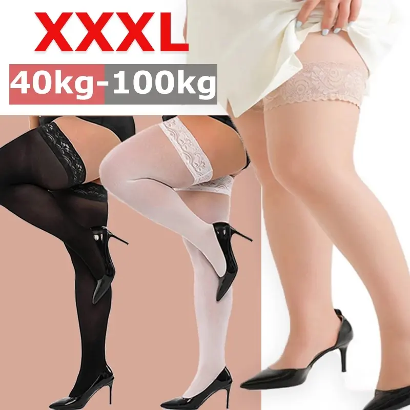 Tất Ren, Cỡ Lớn, Dành Cho Phụ Nữ Béo, Tất Cao Đến Đùi, Ngoại Cỡ, Tất Cỡ Lớn Women Umi