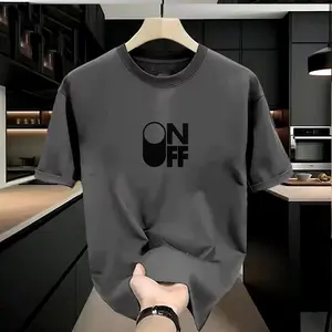 Kaos Pendek On Off Motif Hitam Casual Unisex Distro Bahan katun 24s Tebal Nyaman Adem  Keren Oblong Dewasa  Pria Wanita