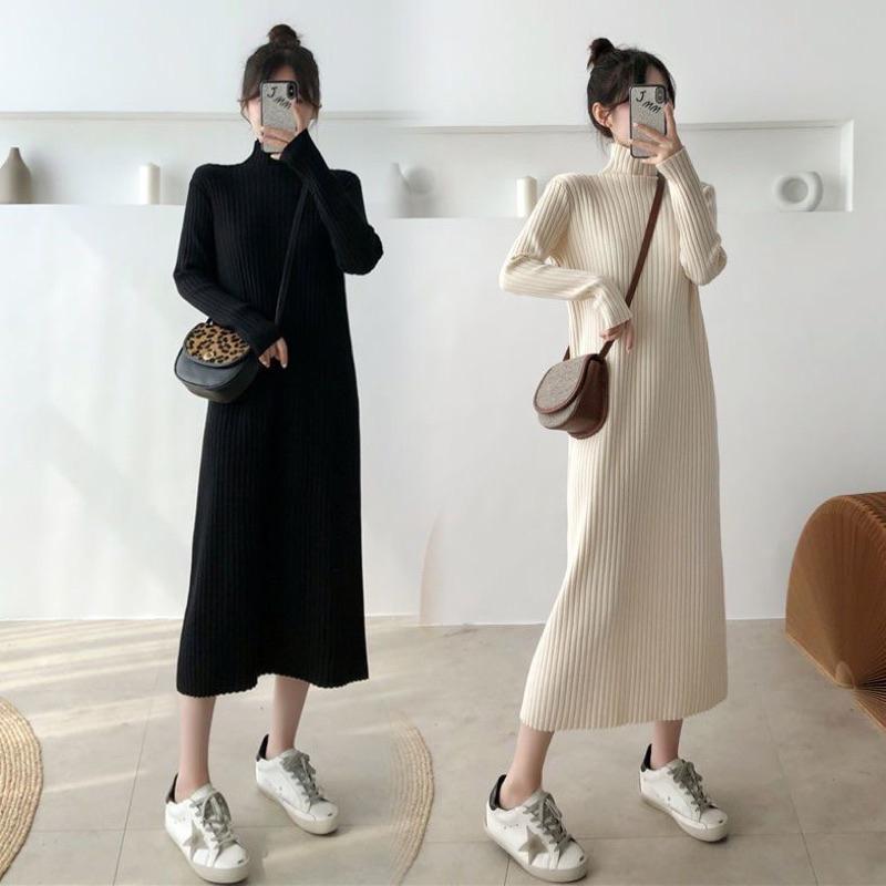  Váy đầm cao cổ 3 phân len dáng suông dài váy ulzzang basic HÀNG QCCC dày dặn hottrend Hàn Quốc  CÓ BIG SIZE  MIHN SP53 
