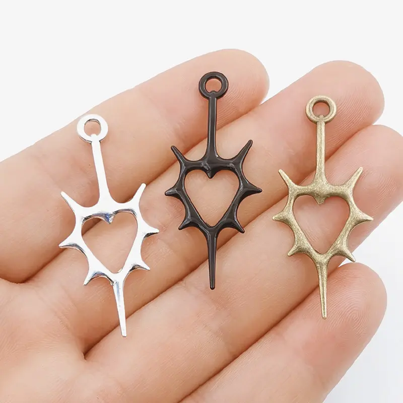Zinc alloy hollow thorn heart pendant DIY jewelry accessories