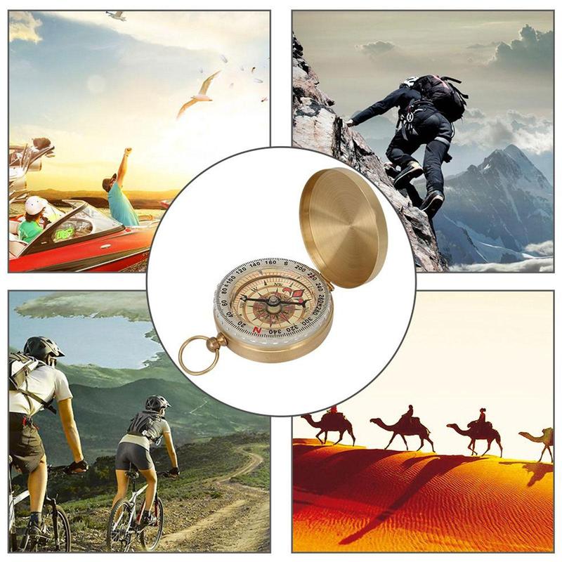 Camping Hiking Pocket Brass Golden Compass Portable Compass Outdoor Navigation Good Goods 5