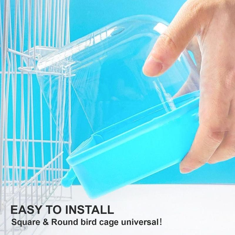 Product Introduction of for Medium and Small Parrots Hanging Bird Bath for Cage No-Leakage Large Size Bathtub Tube Transparent Cage Accessory 15