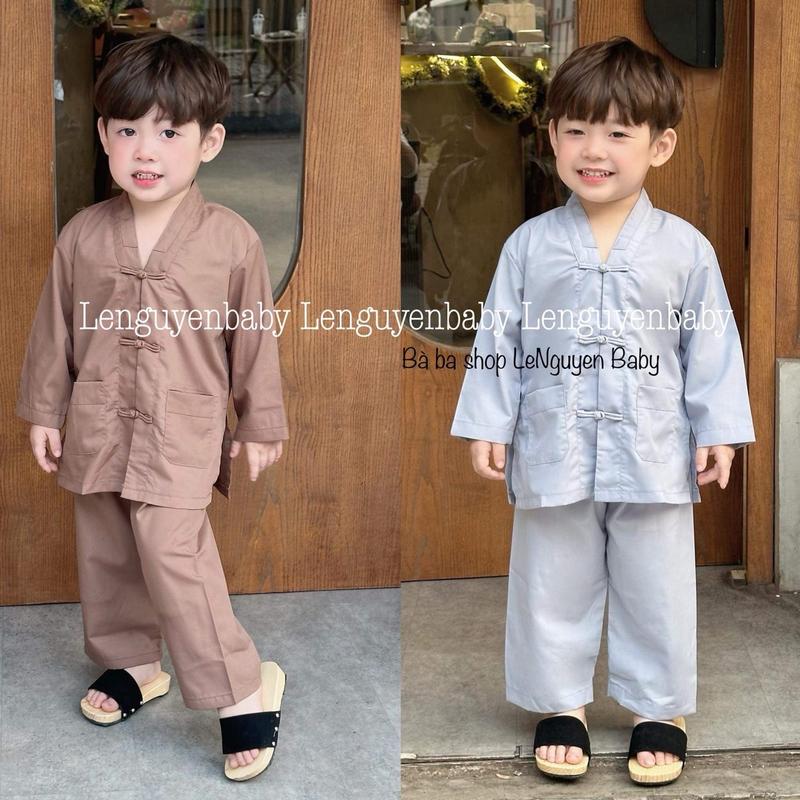 Bộ quần áo bé trai - Sét đồ lam cho bé mặc đi chùa, chất vải mềm mại mát mẻ, thấm hút mồ hôi Sơ Mi Sơ Mi