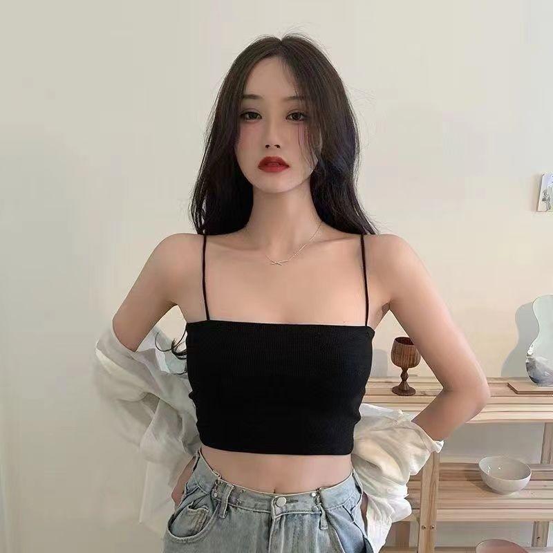 Product Introduction of Solid Color Anti-Exposure Half-Length Small Sling Cropped Tank Top Women Short Bottoming Shirt Wrapped Chest Tube Top Women 12