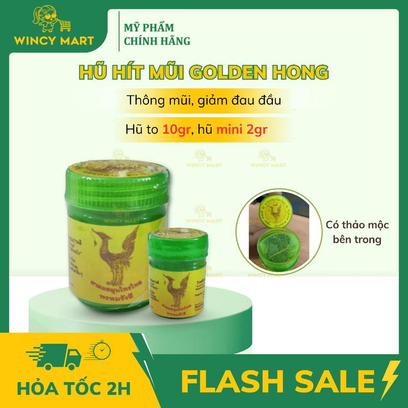 [CHUẨN THÁI] Ống, Lọ Dầu Hít Xoang Thông Mũi Hũ Hít Xanh Herbal Inhalant Golden Hong Phrom Rangsi Brand Traditional hộp hít mũi thái lan