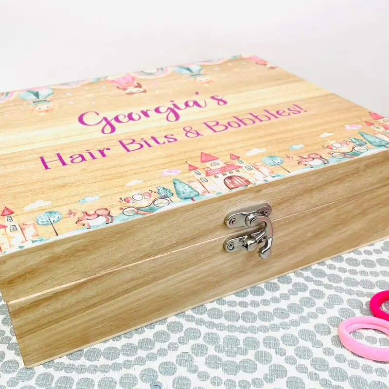 Personalised Hair Accessories storage box princess gift little girls 5th birthday 6th unicorn mermaid present Christening 2