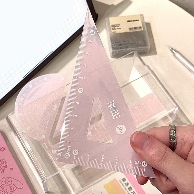 Bộ Thước Thạch Đa Chức Năng, 4 Cái / Bộ, 15 / 20CM, Trong Suốt, Thước Thẳng Dày, Bộ Văn Phòng Phẩm Đo Lường, Hình Vuông, Thích Hợp Cho Học Sinh, Tuyệt Vời Làm Quà Tặng 3