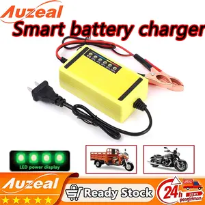 Charger Aki 12V 2A - Charging Cepat untuk Battery Basah & Kering - dengan LED Display - untuk Aki Mobil, Truk, Motor