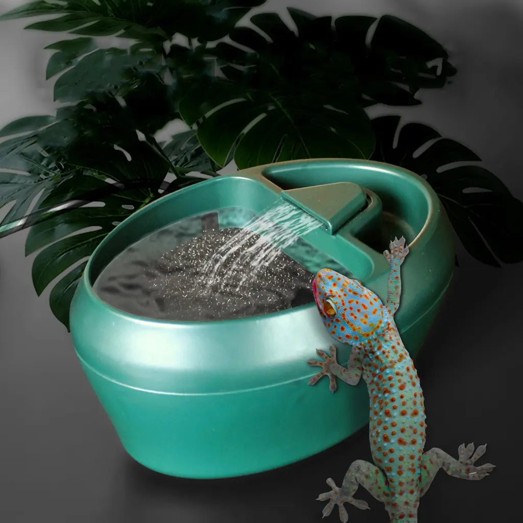 Reptile Water Dispenser Drinking Water Dripper Bowl Nontoxic Automatic Circulation Filtration Water Dish for Tank Access