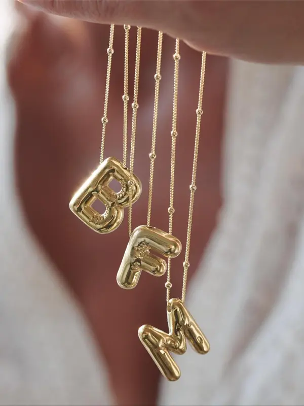 Creative Bubble Letter Design Pendant Necklace, Fashion Jewelry for Party, Daily Clothing Decor, Trendy All-match & Exquisite Jewelry for Birthday Gift 5