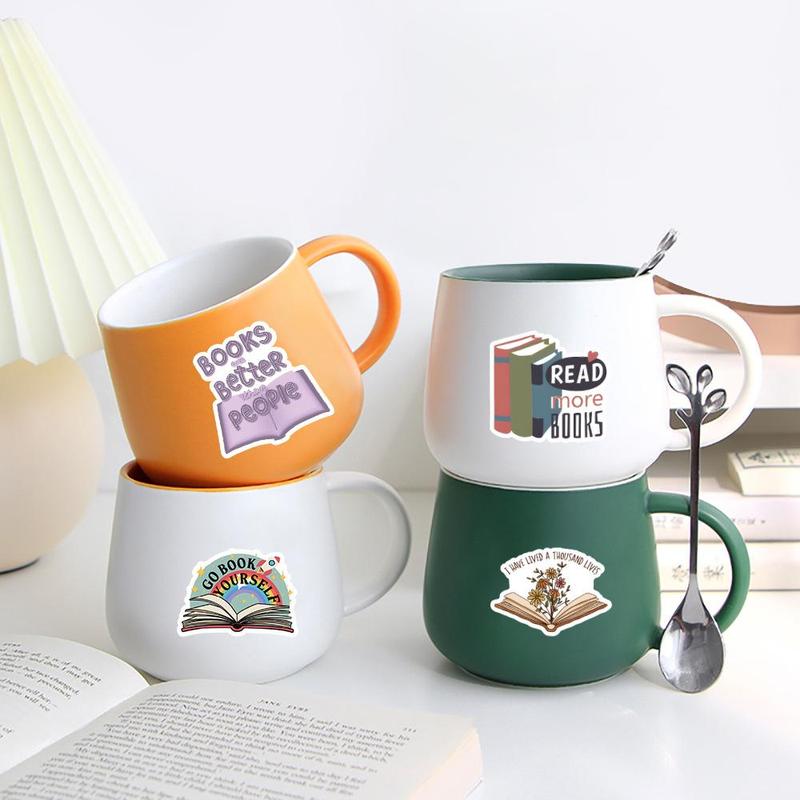Bookish Themed Sticker, 50pcs/set Waterproof Self Adhesive Decor Paper, Decor Sticker for Gift Greeting Card Water Bottle Laptop Phone 5