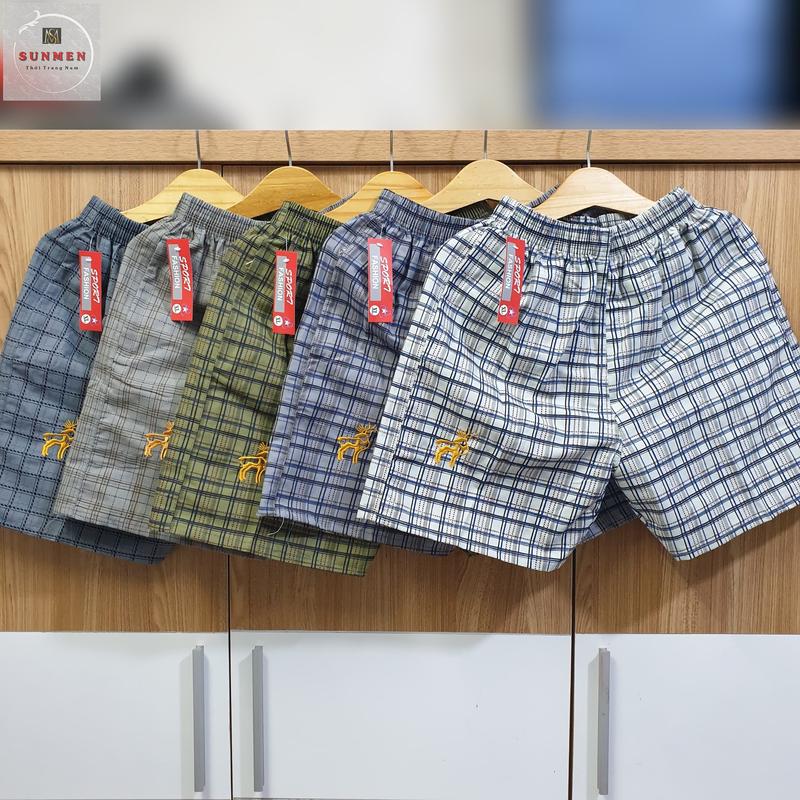 [HCM] Quần Đùi Nam Kẻ Caro Ngắn Trung Niên Chất Kate Mịn Họa Tiết Con Nai Mặc Nhà SUNMEN Size Từ 50kg - 85kg Menswear