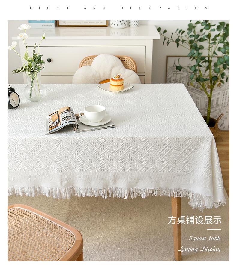 Product Introduction of INS style tablecloth concise solid color waffle cotton linen tablecloth tablecloth 4 colors interior decoration tablecloth cotton fabric tablecloth table  cloth 11