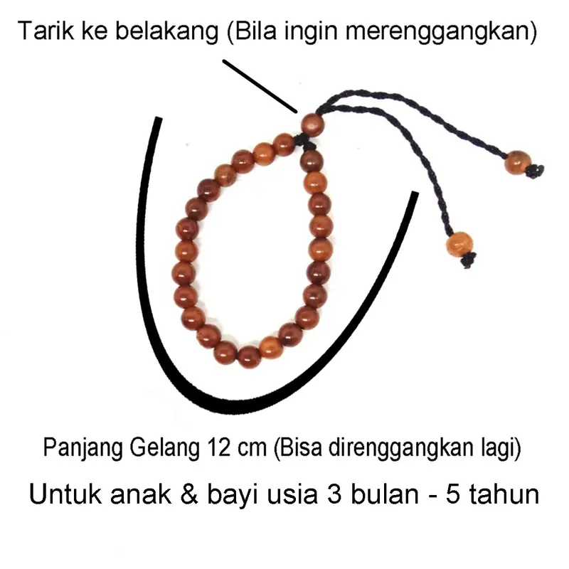 COD Gelang Bayi Anak Laki-Laki Perempuan Pria Wanita Cewek Cowok Couple Kaokah Kaukah Kokka Koka Hitam Bulat Asli Original 8