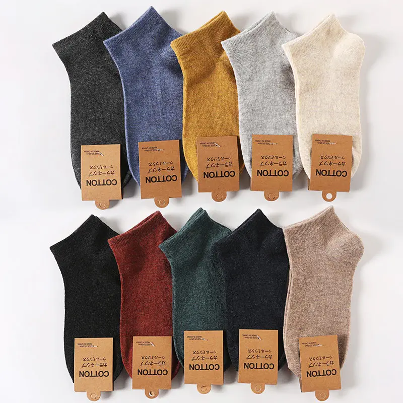 Cotton Ankle Sock for Men Pure Color Low Cut Short Socks Breathable Casual Socks Korea Style