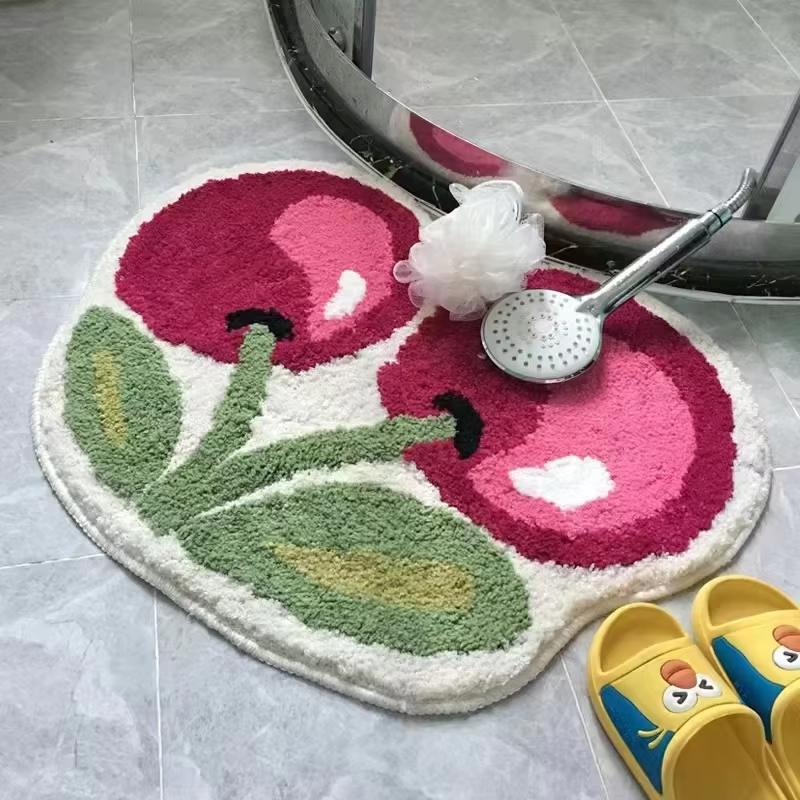 Thảm Trải Sàn, Thiết Kế Anh Đào Dễ Thương, Thích Hợp Cho Phòng Ngủ, Lối Vào, Phòng Khách, Phòng Tắm, Thảm Chùi Chân, Thảm Chống Trượt, Thảm Hoạt Hình Mềm Mại Và Bồng Bềnh, Thảm Chùi Chân 1
