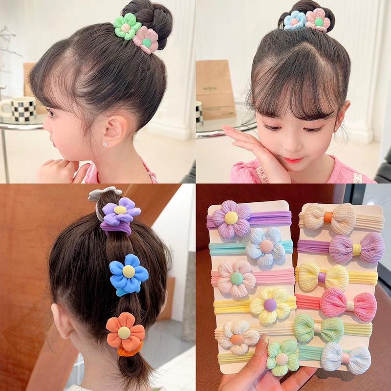  ￼Set 6 chiếc dây buộc tóc cho bé gái combo 6 dây cột tóc cao su co giãn tốt hình nơ hình hoa nhiều màu dễ thương trẻ em 
