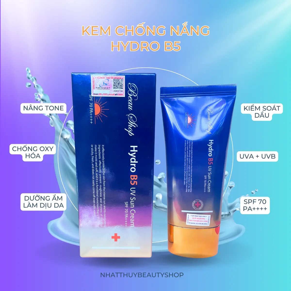 Kem Chống Nắng Hydro B5 UV Sun Cream SPF70 PA++++ Beau Shop