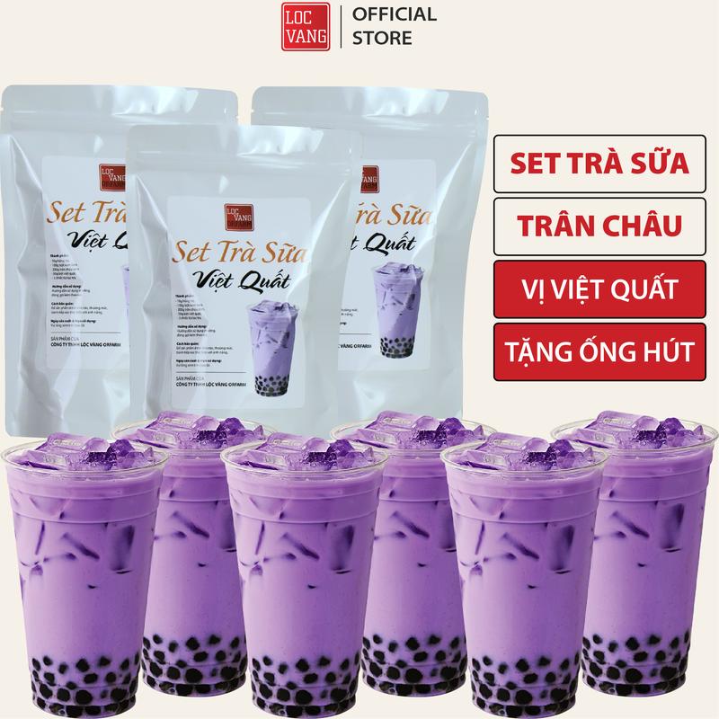 Set Trà Sữa Trân Châu Làm 15 Ly Vị Việt Quất LỘC VÀNG