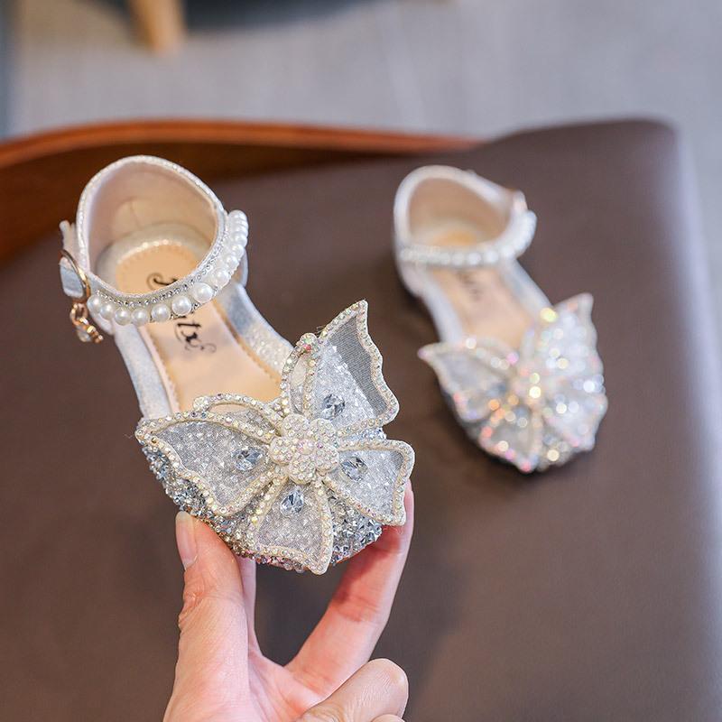 2025 Spring and Summer New Korean Style Rhinestone Soft-Soled Girls Sandals Princess Shoes Children's Shoes Girls Dance Shoes 1