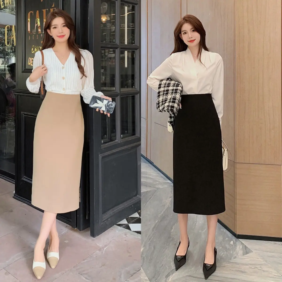 Chân Váy A  Dáng Dài Công Sở Cao Cấp Tôn Dáng - Vải TUYẾT MƯA Nữ Voi Voan