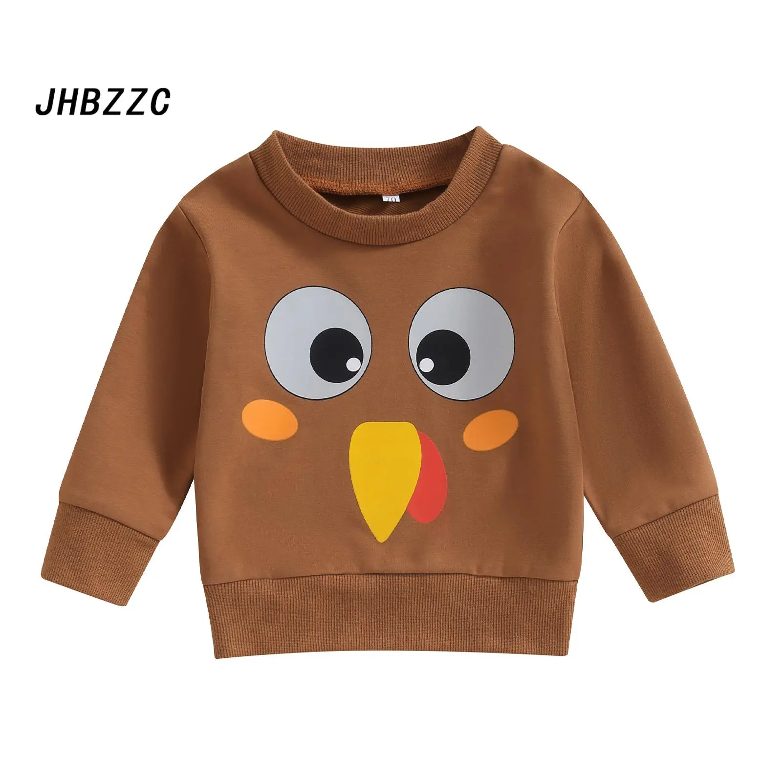 Thanksgiving Baby Sweatshirt, Long Sleeve Cartoon Turkey Print Hoodie