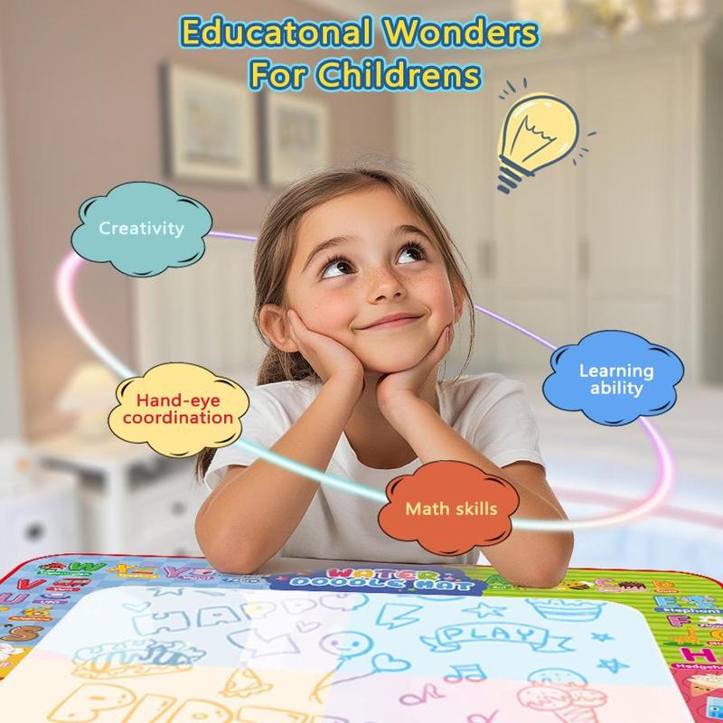 2 in 1 Water Doodle Mat, 1 Set Large Water Painting Doodle Drawing Mat, Throwing Ball Toy Design on the Back, Suitable for Parent Interaction 2