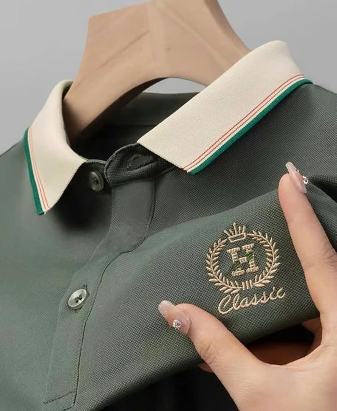 Áo thun Polo nam thêu Logo H vải cá sấu cotton co giãn 4 chiều cực kỳ sang trọng 3