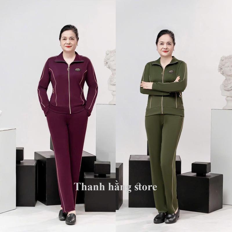   Mã NV mới  Bộ đồ trung niên Thu đông nữ có khóa chất cotton cho mẹ dáng đẹp nhiều màu 