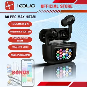 Promosi Hanya Hari Kamis AI Versi Terbaru [EXCLUSIVE LIVE] KOUO AI Earbuds A9 Pro Max  Bluetooth Touchscreen 16 Fitur AI Earphone Wireless High Quality Sound ENC/ANC Konektivitas Ke Semua Perangkat Factory Grosir