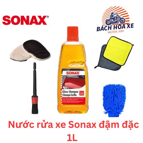   Kèm bao tay rửa xe,cọ bút,khăn  Nước rửa xe Sonax đậm đặc 1L 