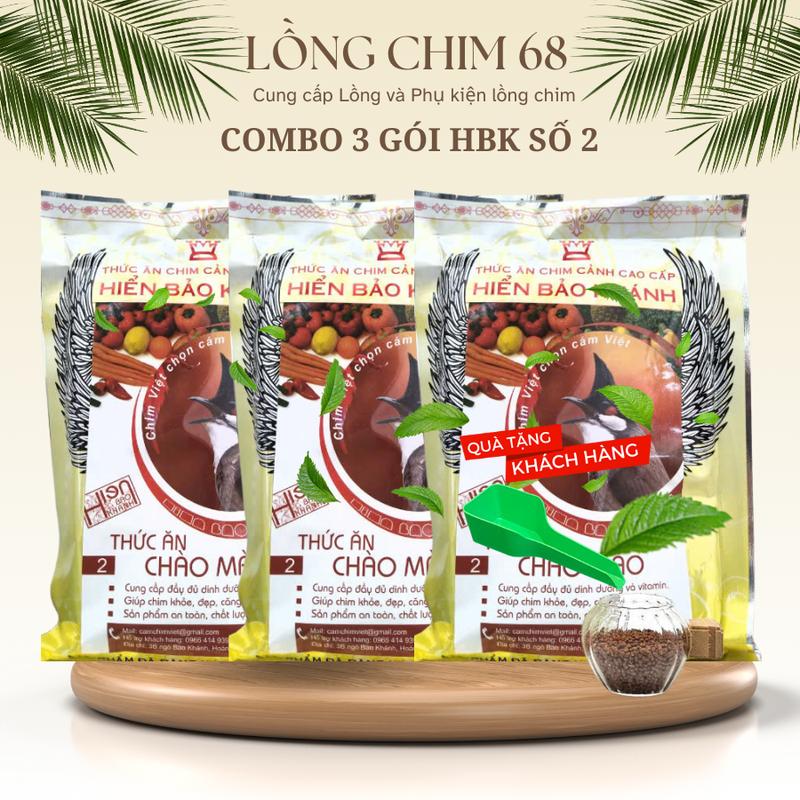  3 Gói Cám chào mào số 2 - Hiển Bảo Khánh gói 200gr - Thức ăn cho chim Tặng xúc cám cám  lên 