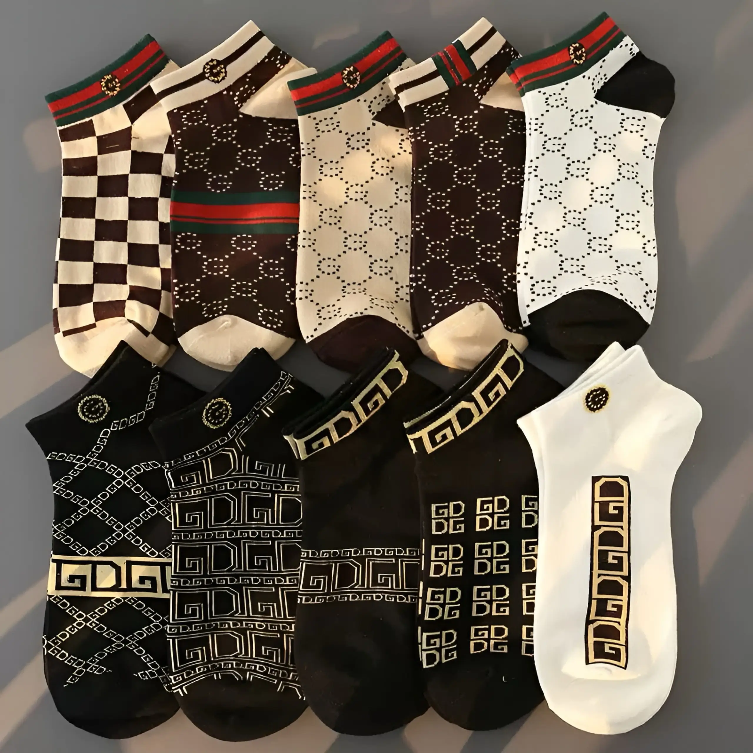Set 5, 10 đôi tất unisex cổ thấp kháng khuẩn họa tiết thời trang, Tất nam nữ cổ cao hàng cao cấp hottrend 2023 Nhung Menswear