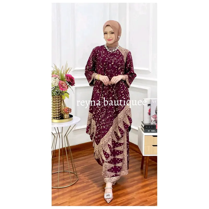 BISA COD SET Dress wajik marooon ( Premium atasan bawahan rok span full karet ) 0