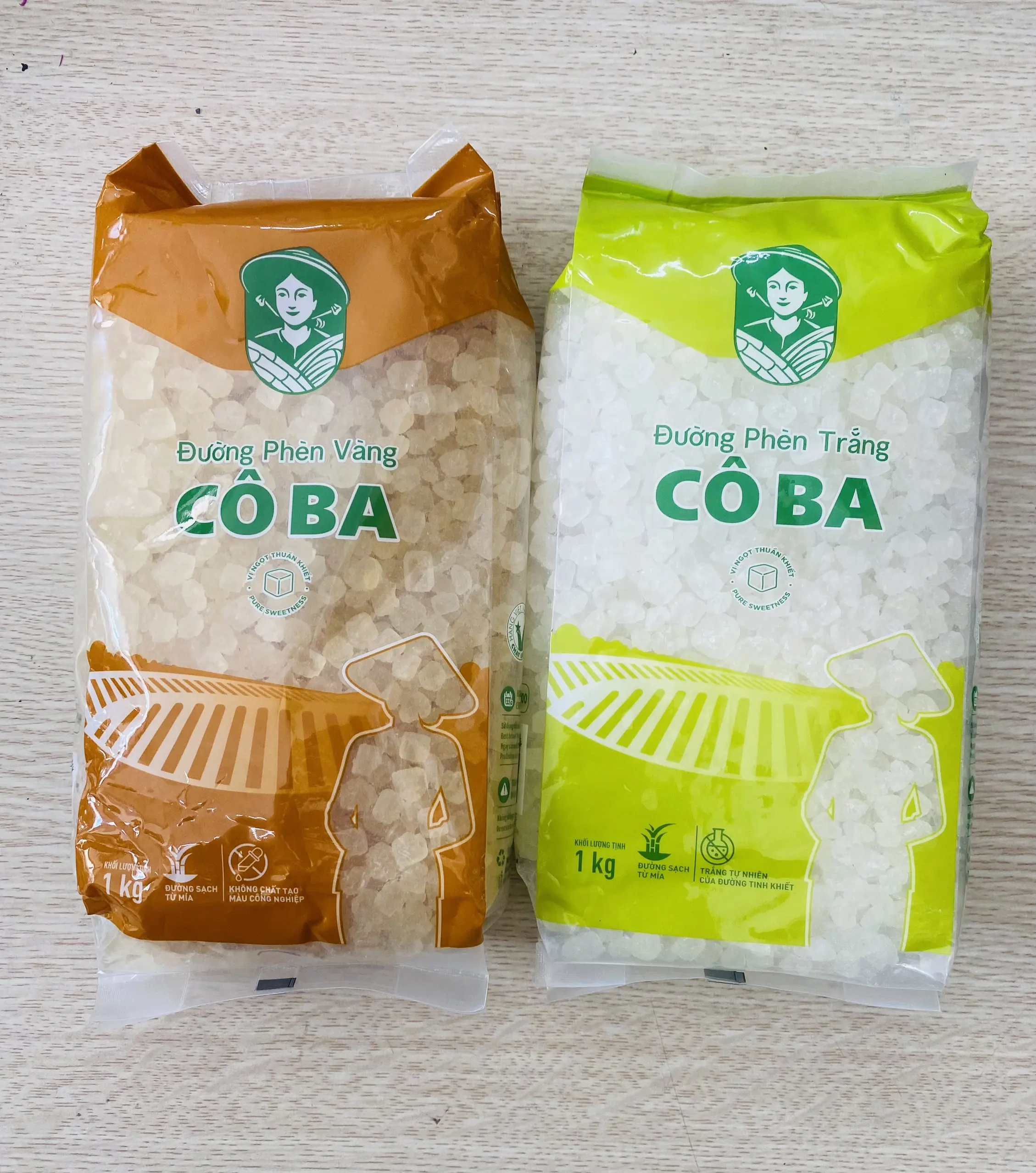 Đường phèn vàng/trắng Cô Ba gói 1kg, đường phèn Biên Hòa