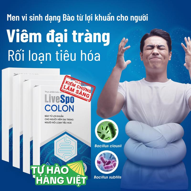  Combo 4 hộp LiveSpo COLON Men vi sinh dùng cho Viêm Đại Tràng Táo bón Tiêu chảy - 3 tỷ bào tử lợi khuẩn  Hộp 10 ống x 5ml  