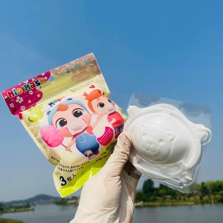 Thùng 12 gói ( 36 chiếc ) khẩu trang 3D gấu Mio cho bé