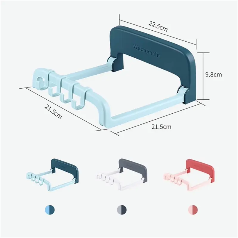Giá Đỡ Chậu Rửa Gắn Tường Có Thể Gập Lại, Móc Tự Dính, Tiết Kiệm Không Gian, Giá Đựng Đồ, Giá Đỡ Chậu Rửa, Phụ Kiện Phòng Tắm 8