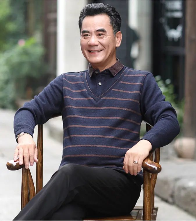 Áo Len Lót Nỉ Trung Niên - Áo len lót nỉ loại đẹp tặng bố, tặng ông Menswear Nam 4