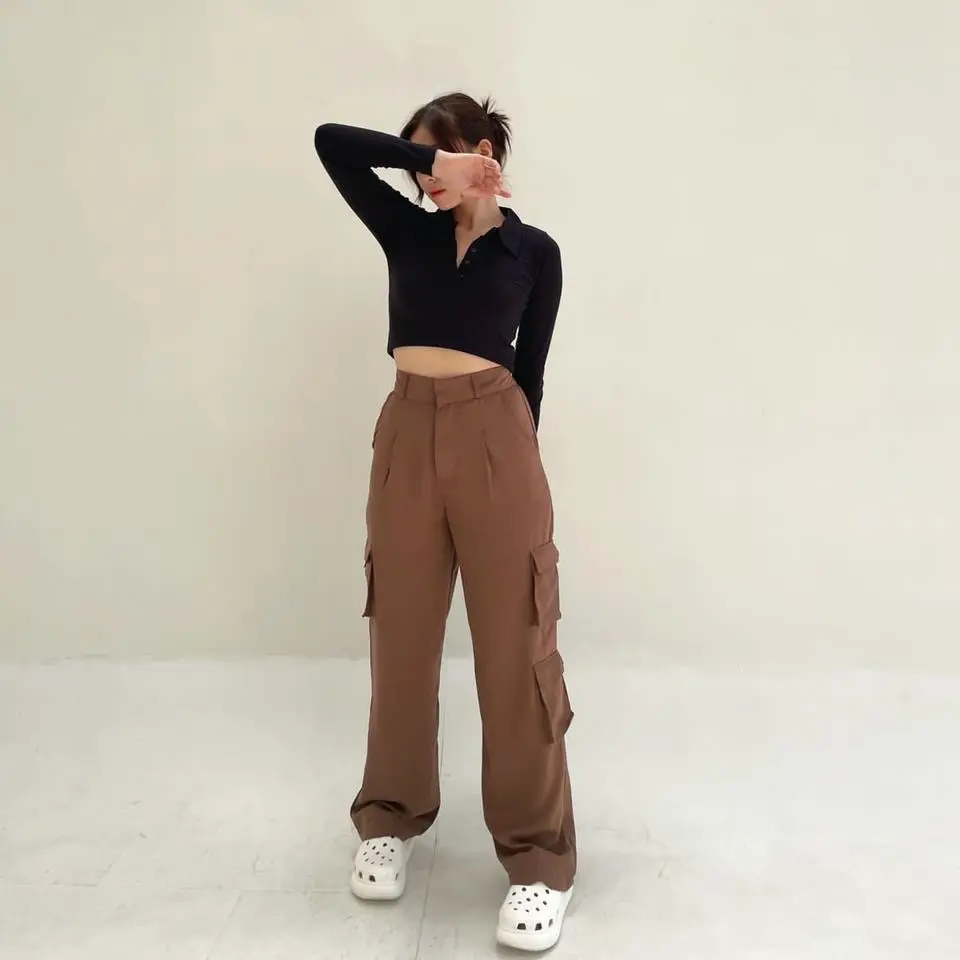 Carter celana cargo premiun polyester Loose Pant  Panjang Wanita