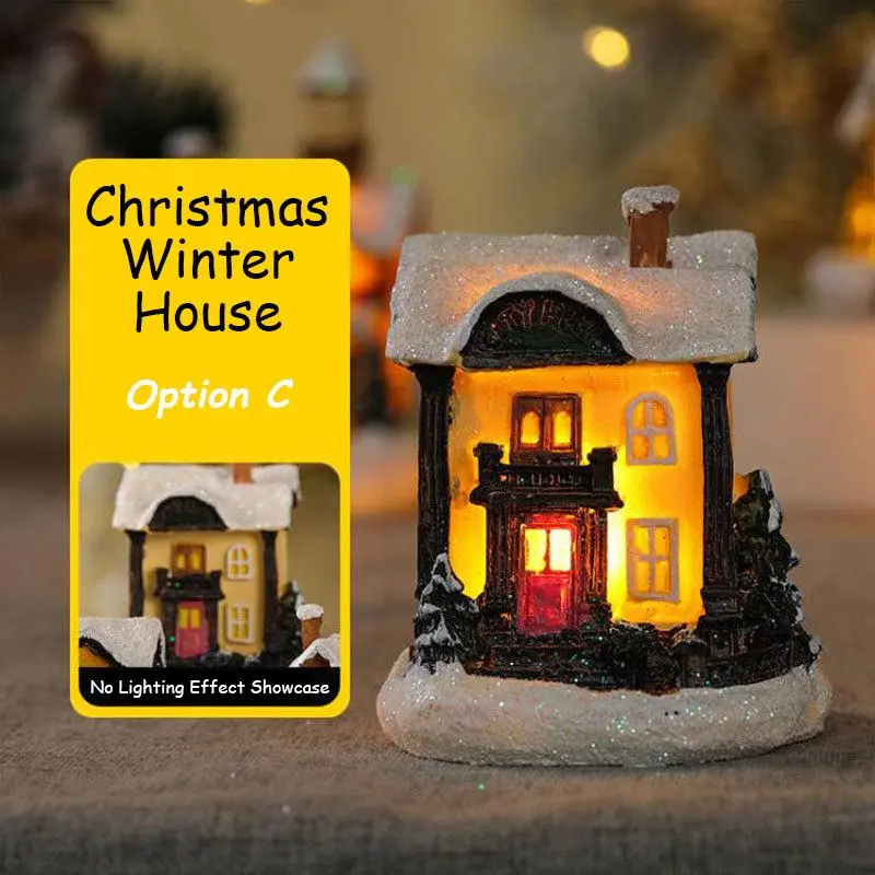 Christmas Winter Village House Design LED Light, Battery Required Christmas House Ornament Light, Indoor Decoration for Home Living Room Bedroom, Christmas Gifts, Santa Presents (Without Battery), Home Decor 6