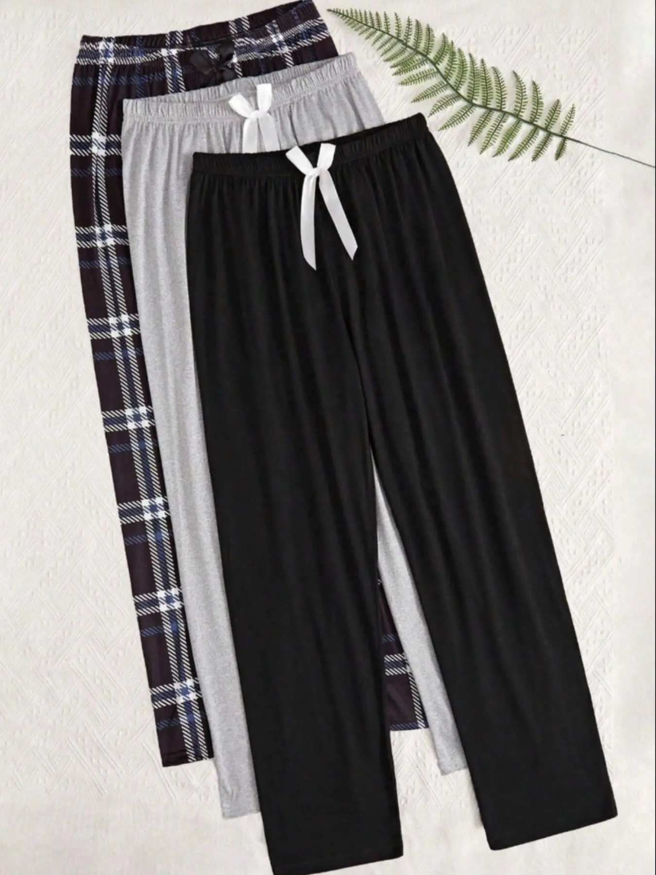 【Plus Size】 Plaid Print & Solid Color Pajama Pants, Casual Comfy Trousers for Daily Wear, Women's Sleepwear for All Seasons