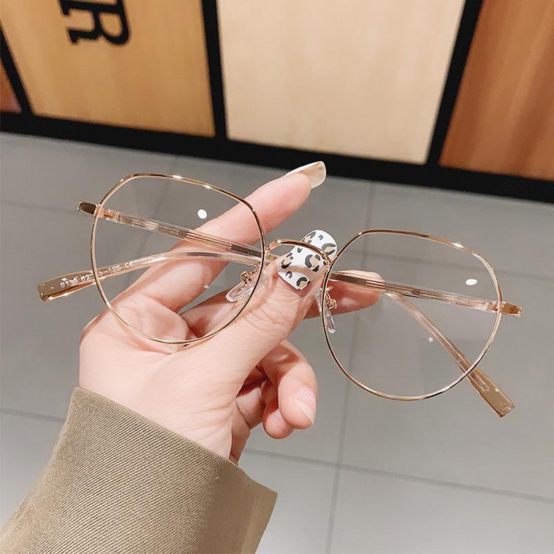 Gọng kính cận nam nữ mắt kính tròn không độ chống ánh sáng xanh và tia UV thời trang phong cách Hàn Quốc thay được tròng cận 114