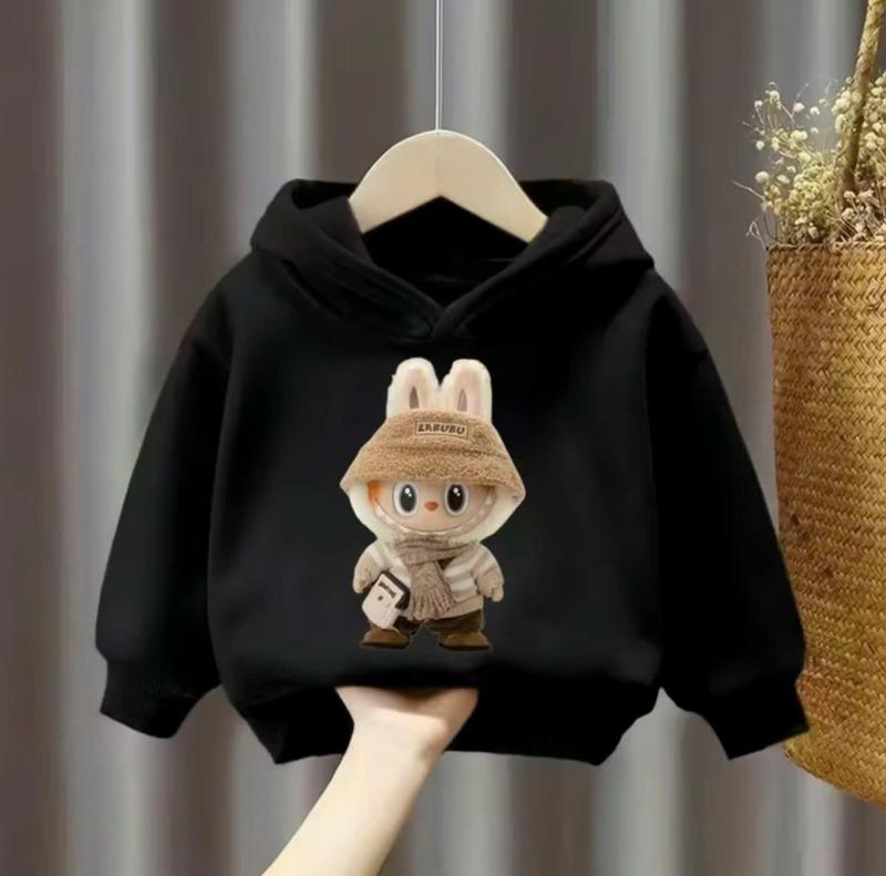 Áo nỉ hoodie dành cho bé trai và bé gái 14-45kg mẫu KHĂN LABUBU. Chất liệu nỉ ấm áp. D51 2