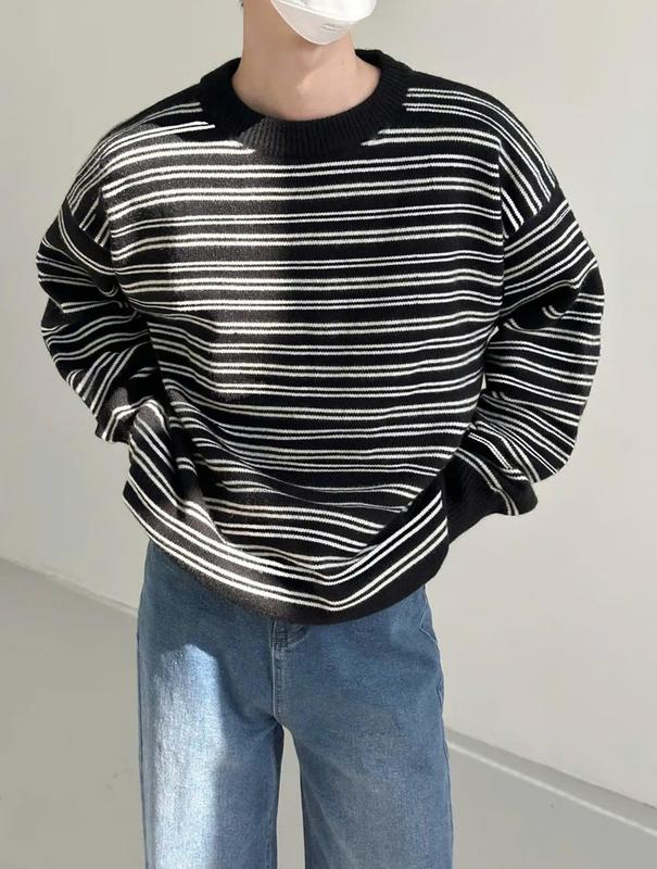 Áo thun Tay dài Sweater Sọc ngang IBENXOPI Unisex Menawear Cotton