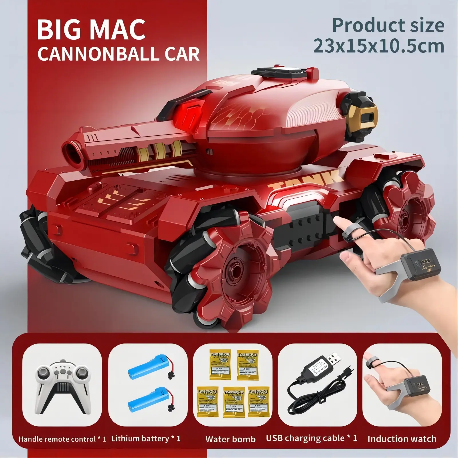 Kereta RC, 4WD, 2.4G, Kereta Tangki Bom Air, Permainan Pertempuran Kereta, Mainan Kawalan Jauh Interaktif, Pertempuran, Tangki Bom Air Elektrik, Permainan Seronok Control Toys