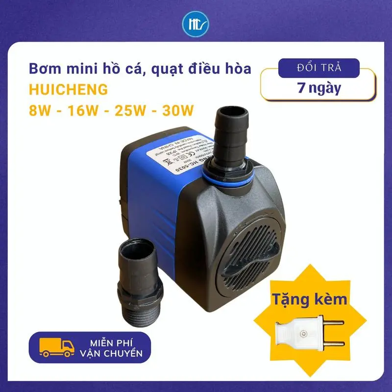 Máy Bơm Mini Bể Cá - Quạt Điều Hòa HUICHENG 8W-16W-25W-30W - TẶNG KÈM PHÍCH CẮM