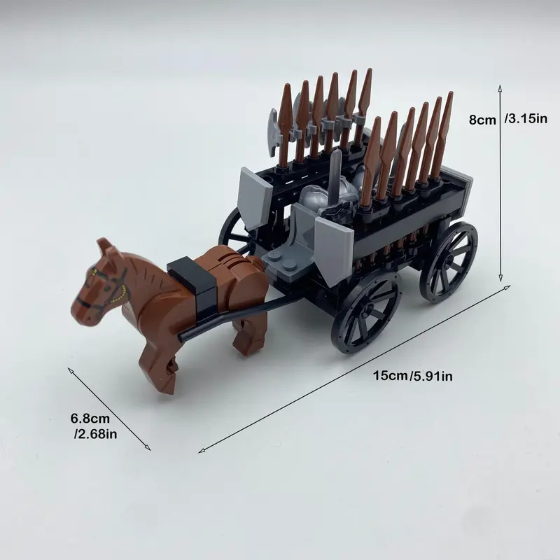 Medieval Ancient Chariot Transport, Western Chariot, Prisoner Chariot, Small Particle Building Block Assembly Transport, Christmas Gift 6