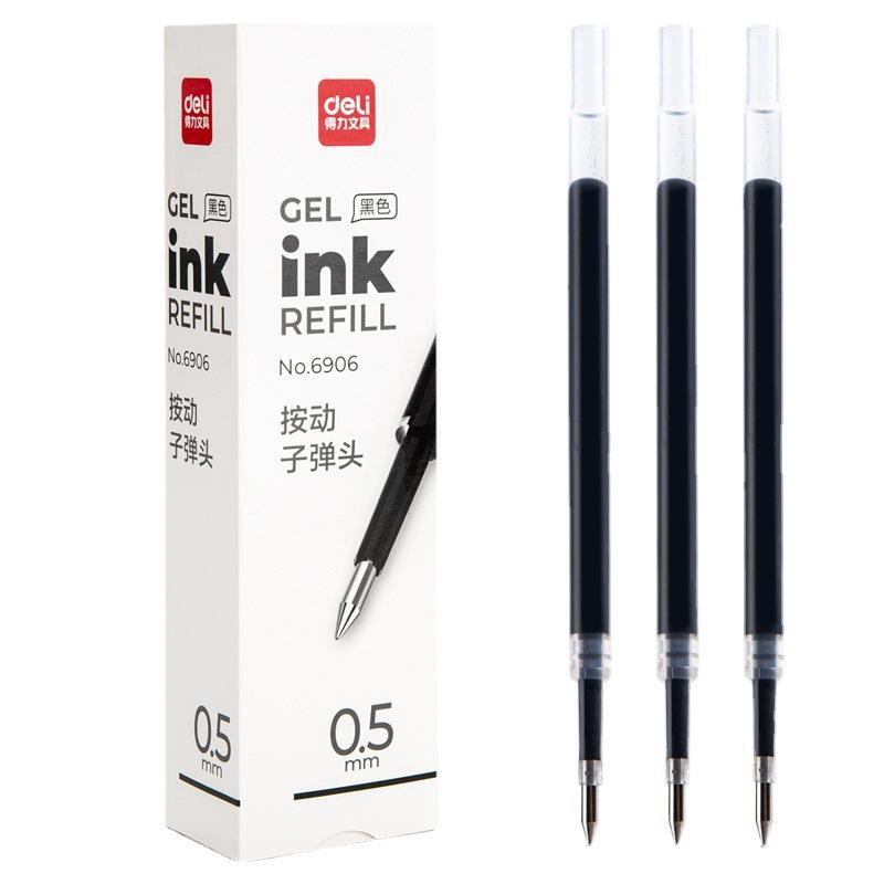 Hộp 20 ruột deli mực đen/ xanh/ đỏ dài 11cm ngòi 0.5mm B53R viết trơn, thay ruột tiện lợi bút viết gel